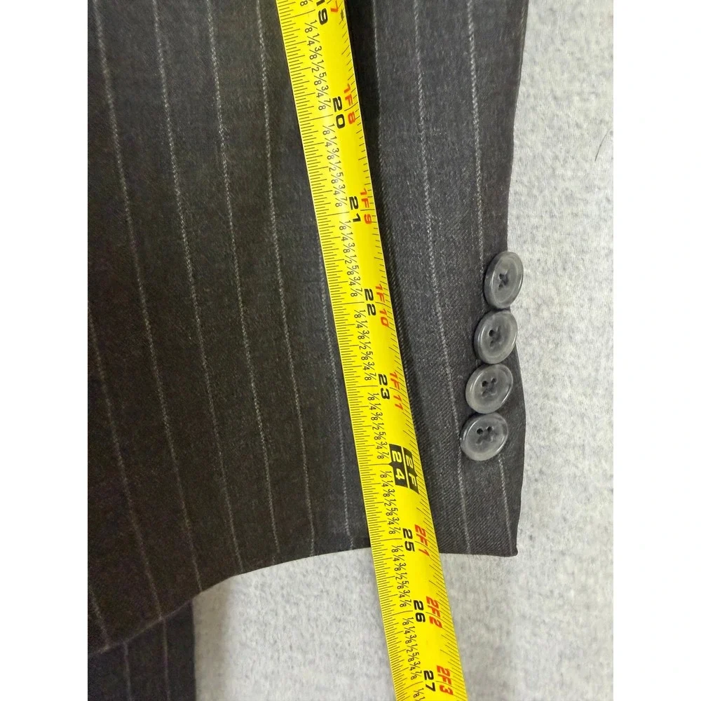 John W. Nordstrom Loro Piana Super 110s Wool Pinstripe Suit 44L 35x29 Gray